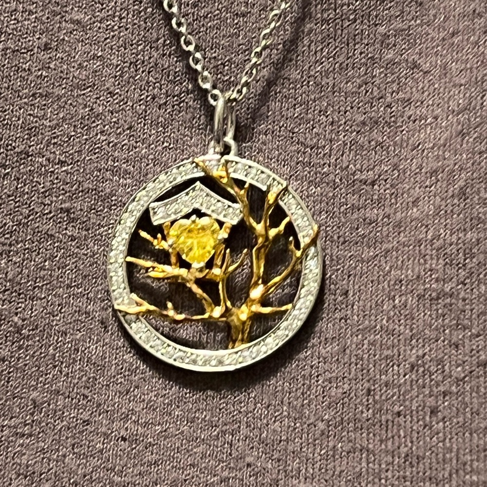 Gold and Silver Tree Design Necklace